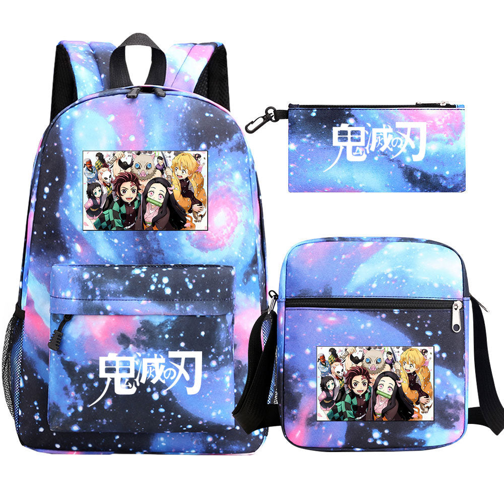 Demon Slayer SchoolBag Backpack Shoulder Bag Book Pencil Bags 3pcs Set