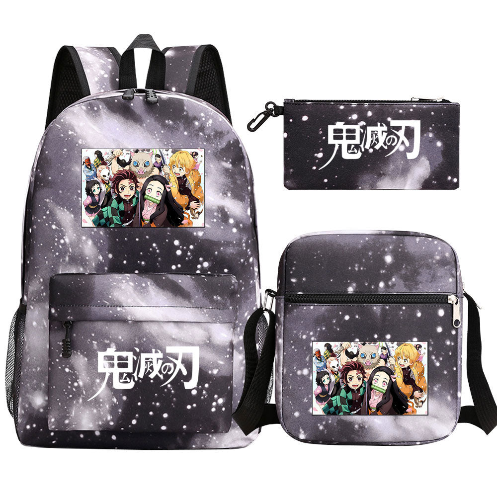 Demon Slayer SchoolBag Backpack Shoulder Bag Book Pencil Bags 3pcs Set