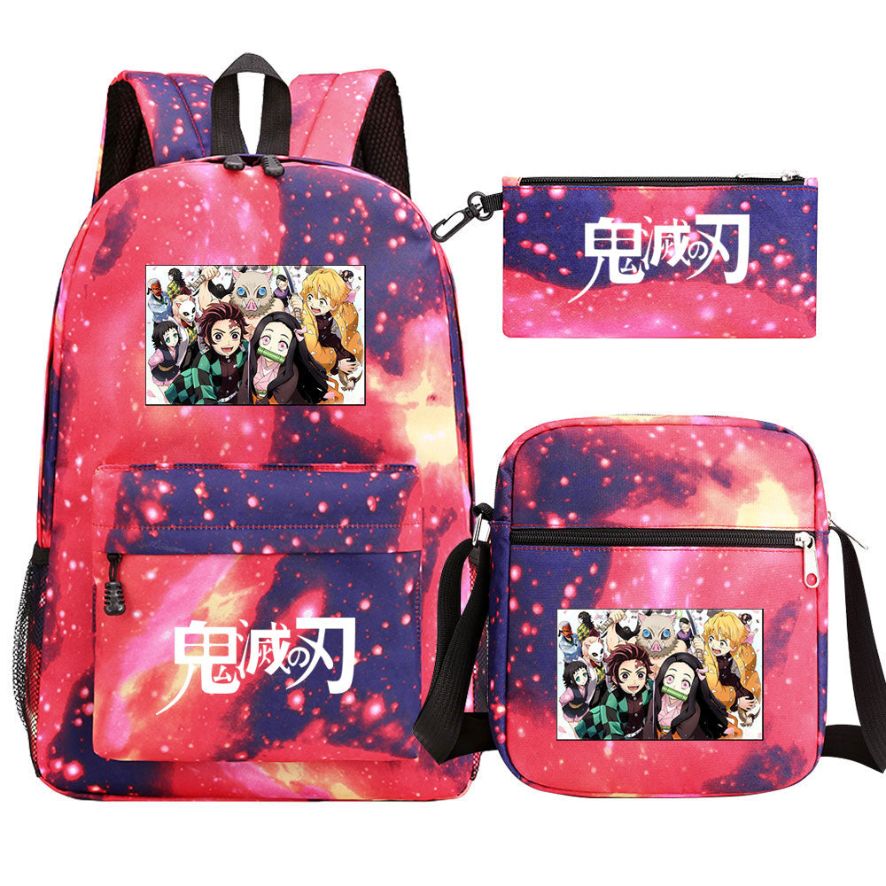 Demon Slayer SchoolBag Backpack Shoulder Bag Book Pencil Bags 3pcs Set