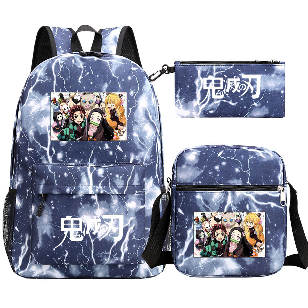 Demon Slayer SchoolBag Backpack Shoulder Bag Book Pencil Bags 3pcs Set