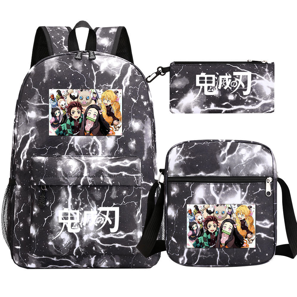 Demon Slayer SchoolBag Backpack Shoulder Bag Book Pencil Bags 3pcs Set