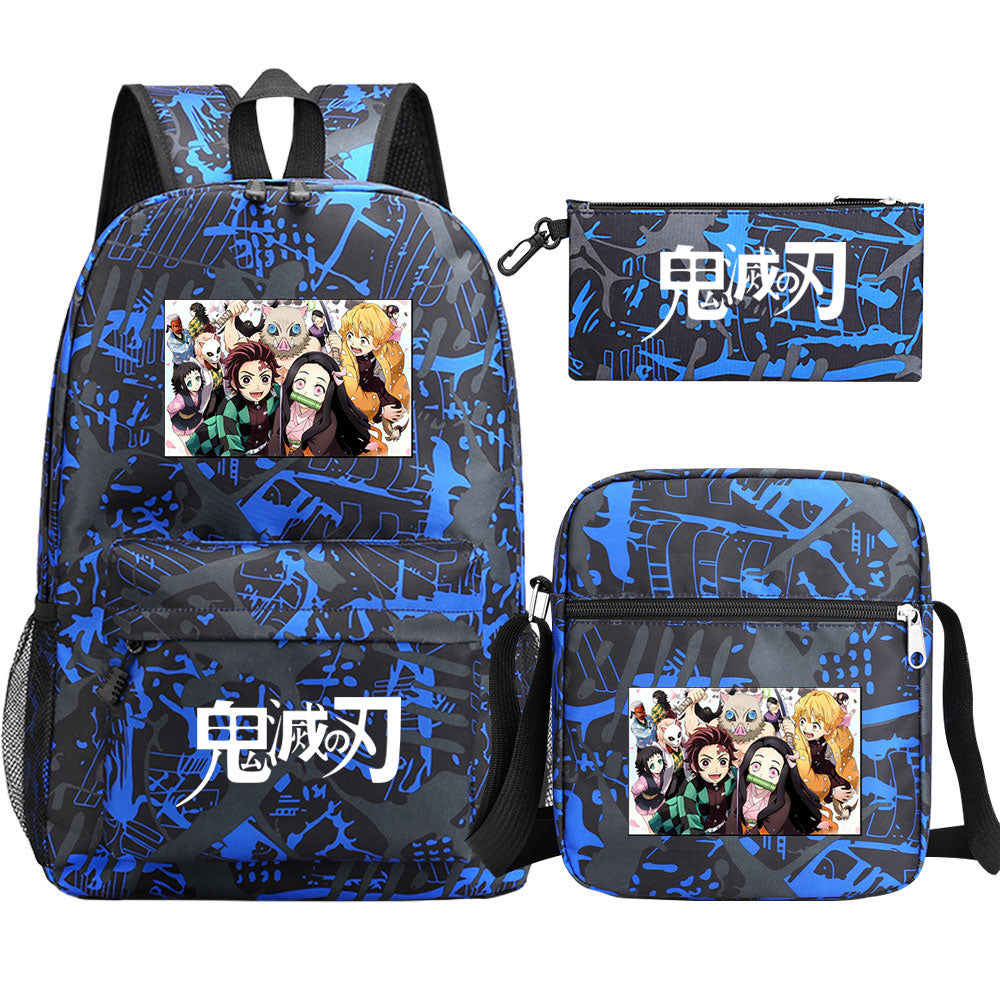 Demon Slayer SchoolBag Backpack Shoulder Bag Book Pencil Bags 3pcs Set