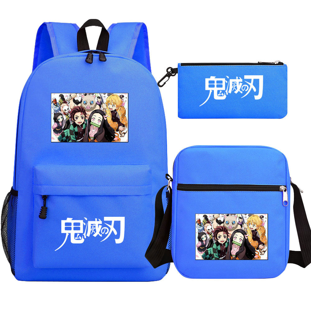 Demon Slayer SchoolBag Backpack Shoulder Bag Book Pencil Bags 3pcs Set