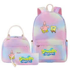 SpongeBob SquarePants Pink Starry Sky SchoolBag Backpack Lunch Box Bag Book Pencil Bags  3pcs Set