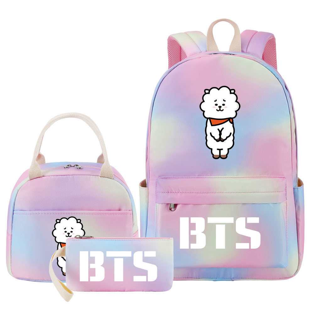 BTS RJ Pink Starry Sky SchoolBag Backpack Lunch Box Bag Book Pencil Bags 3pcs Set