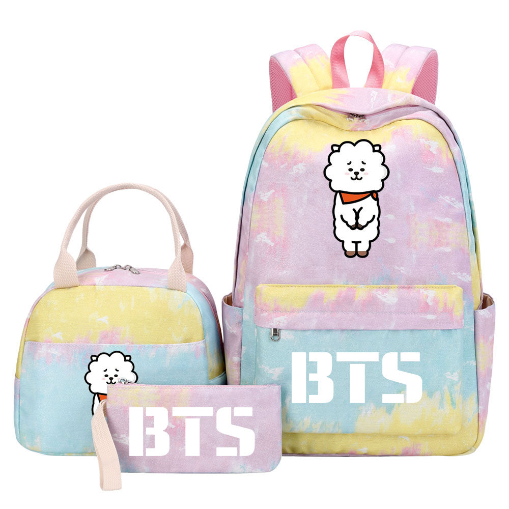 BTS RJ Pink Starry Sky SchoolBag Backpack Lunch Box Bag Book Pencil Bags 3pcs Set