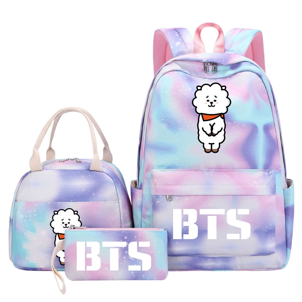 BTS RJ Pink Starry Sky SchoolBag Backpack Lunch Box Bag Book Pencil Bags 3pcs Set