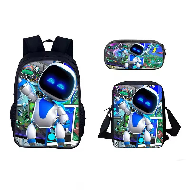 Astro Bot Schoolbag Backpack Lunch Bag Pencil Case 3pcs Set Gift for Kids Students