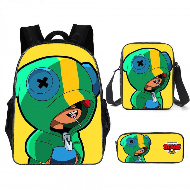 Brawl Stars Schoolbag Backpack Lunch Bag Pencil Case 3pcs Set Gift for Kids Students