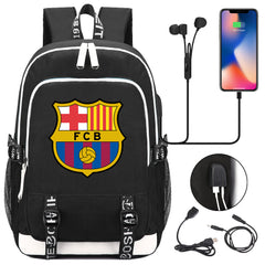Barcelona Football Club  USB Charging Backpack School Note Book Laptop Travel Bags