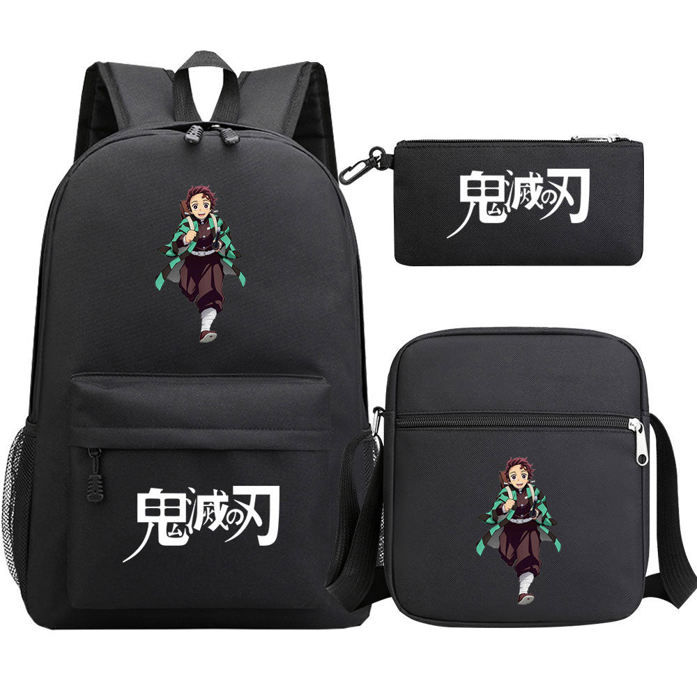Demon Slayer Kamado Tanjiro SchoolBag Backpack Shoulder Bag Book Pencil Bags 3pcs Set