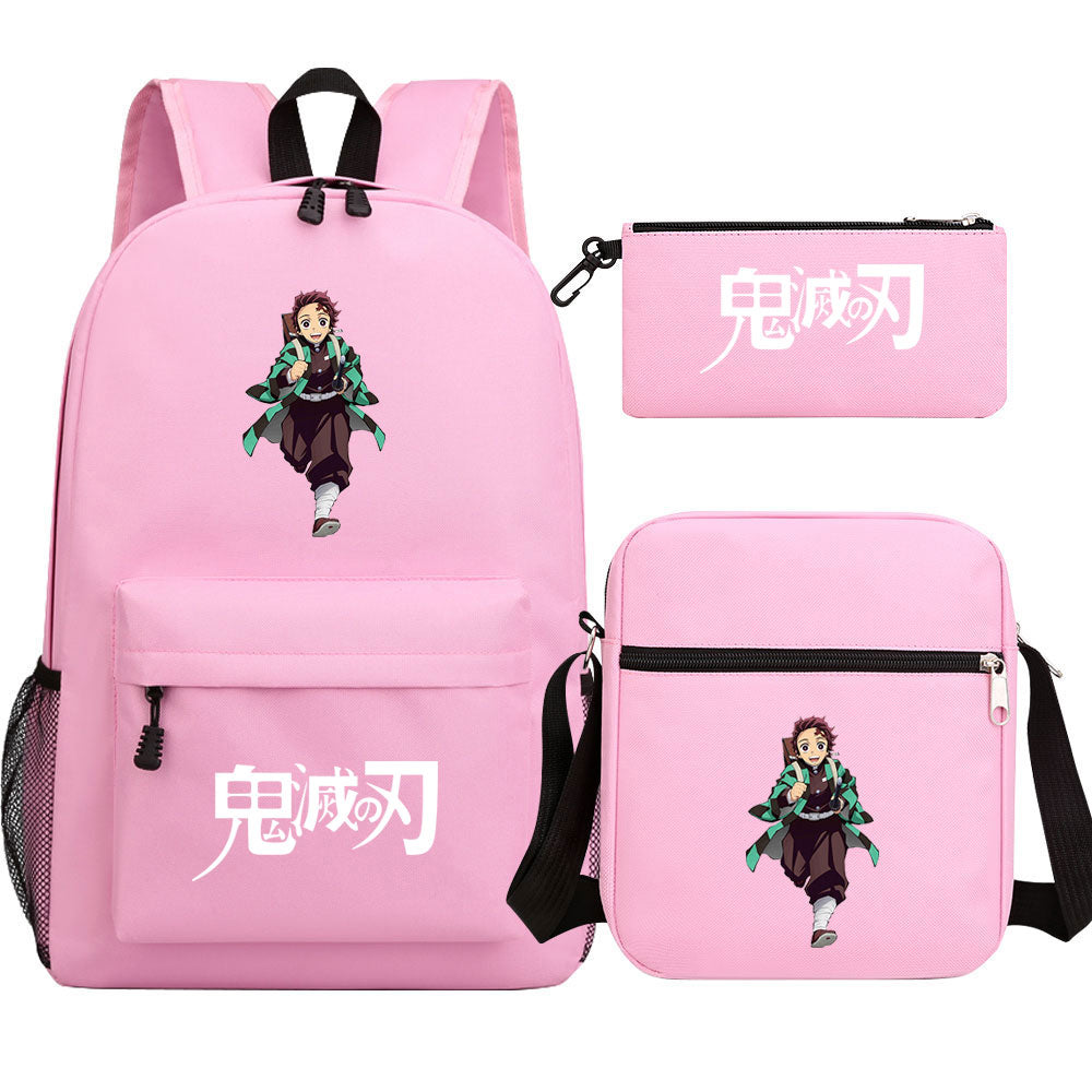 Demon Slayer Kamado Tanjiro SchoolBag Backpack Shoulder Bag Book Pencil Bags 3pcs Set