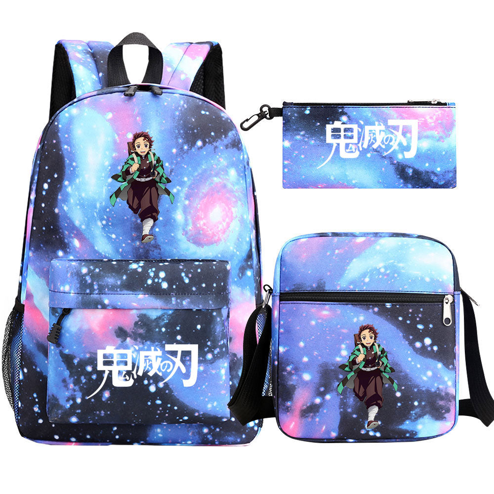 Demon Slayer Kamado Tanjiro SchoolBag Backpack Shoulder Bag Book Pencil Bags 3pcs Set