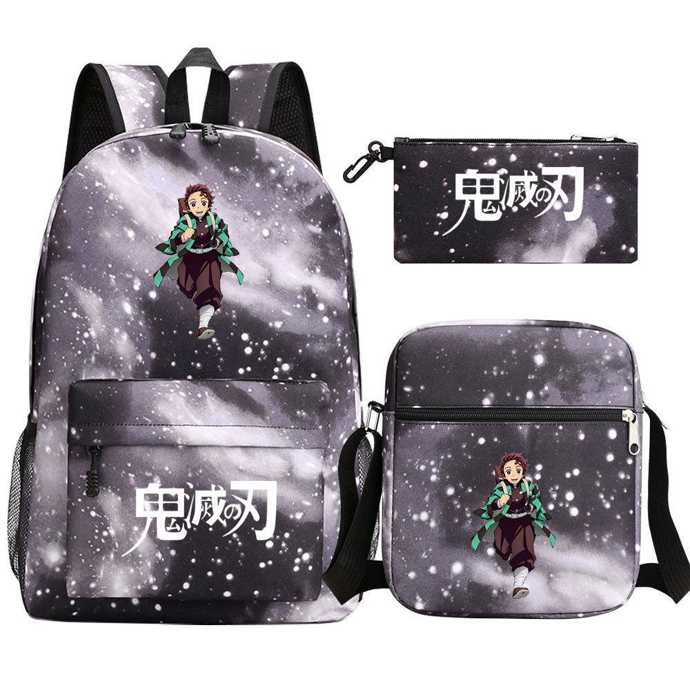 Demon Slayer Kamado Tanjiro SchoolBag Backpack Shoulder Bag Book Pencil Bags 3pcs Set
