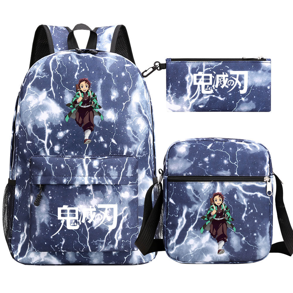 Demon Slayer Kamado Tanjiro SchoolBag Backpack Shoulder Bag Book Pencil Bags 3pcs Set