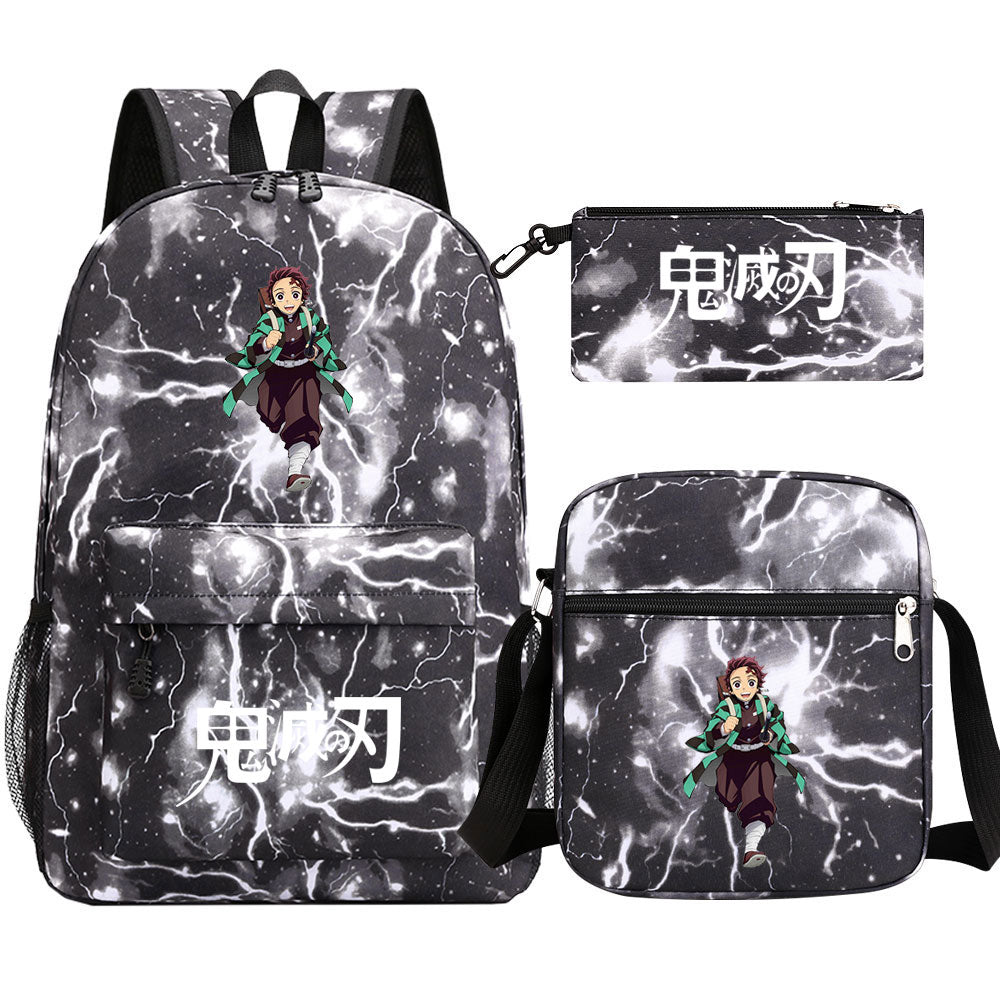 Demon Slayer Kamado Tanjiro SchoolBag Backpack Shoulder Bag Book Pencil Bags 3pcs Set