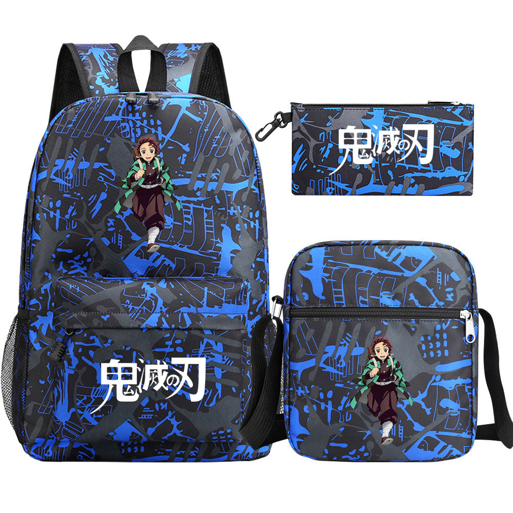Demon Slayer Kamado Tanjiro SchoolBag Backpack Shoulder Bag Book Pencil Bags 3pcs Set