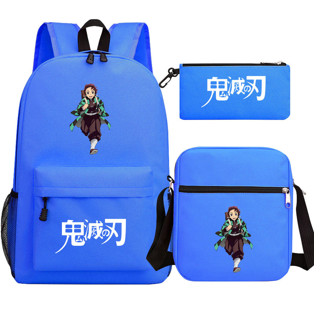 Demon Slayer Kamado Tanjiro SchoolBag Backpack Shoulder Bag Book Pencil Bags 3pcs Set