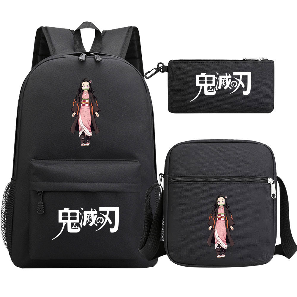 Demon Slayer Kamado Nezuko SchoolBag Backpack Shoulder Bag Book Pencil Bags 3pcs Set