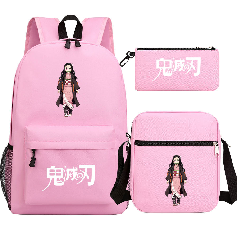 Demon Slayer Kamado Nezuko SchoolBag Backpack Shoulder Bag Book Pencil Bags 3pcs Set
