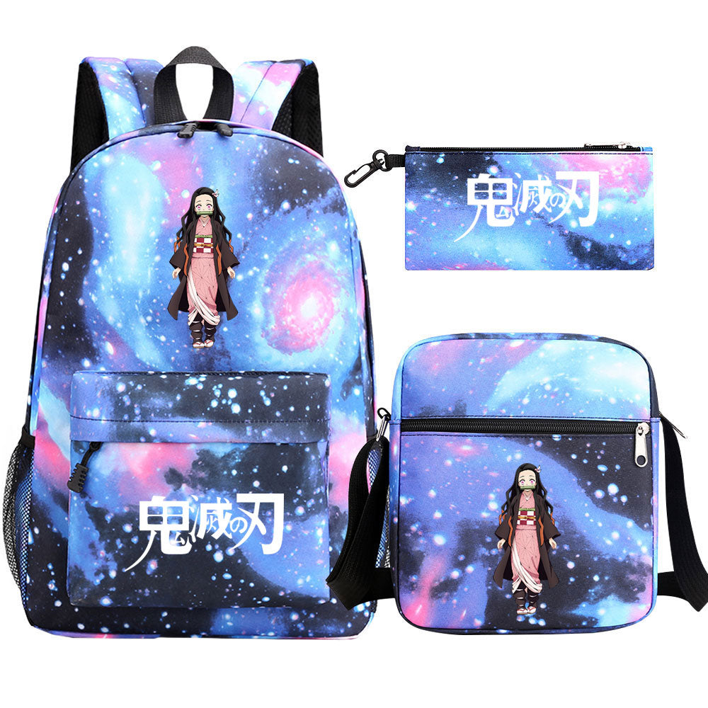 Demon Slayer Kamado Nezuko SchoolBag Backpack Shoulder Bag Book Pencil Bags 3pcs Set
