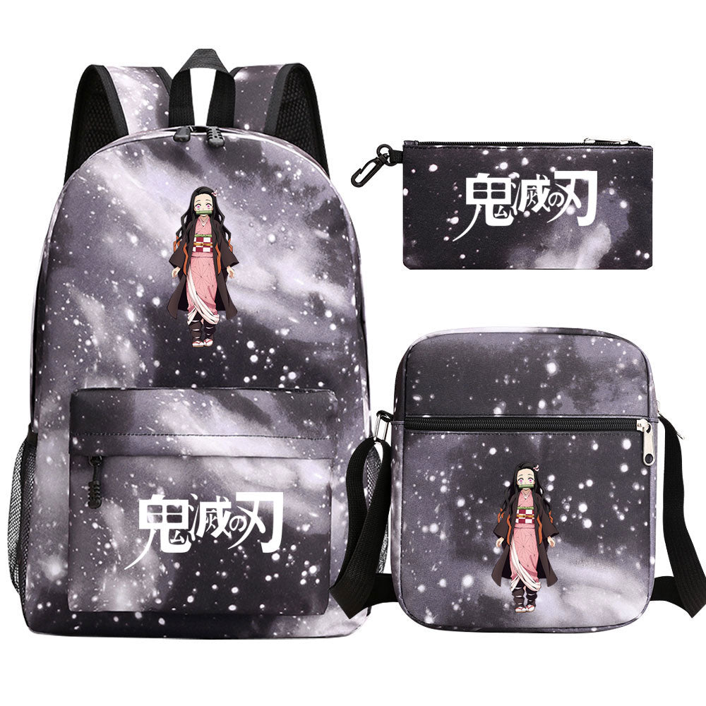 Demon Slayer Kamado Nezuko SchoolBag Backpack Shoulder Bag Book Pencil Bags 3pcs Set
