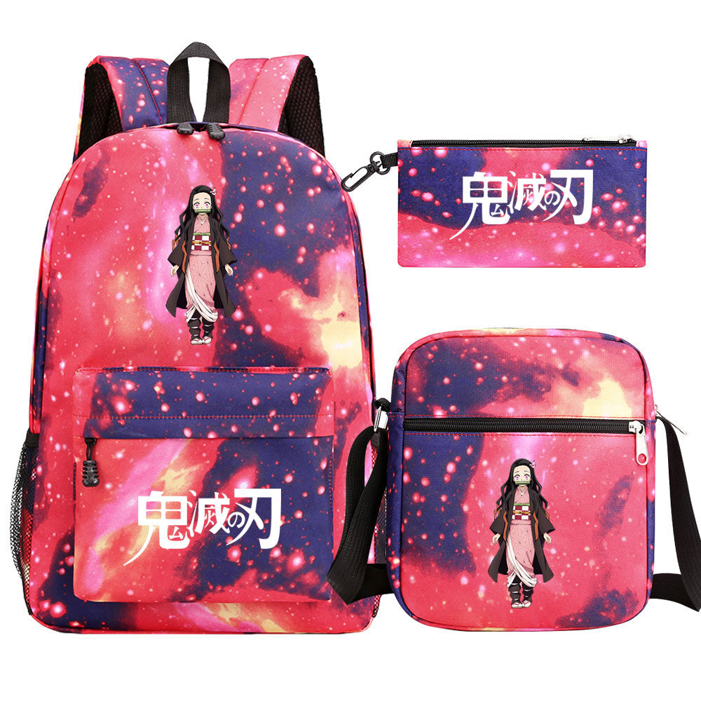 Demon Slayer Kamado Nezuko SchoolBag Backpack Shoulder Bag Book Pencil Bags 3pcs Set