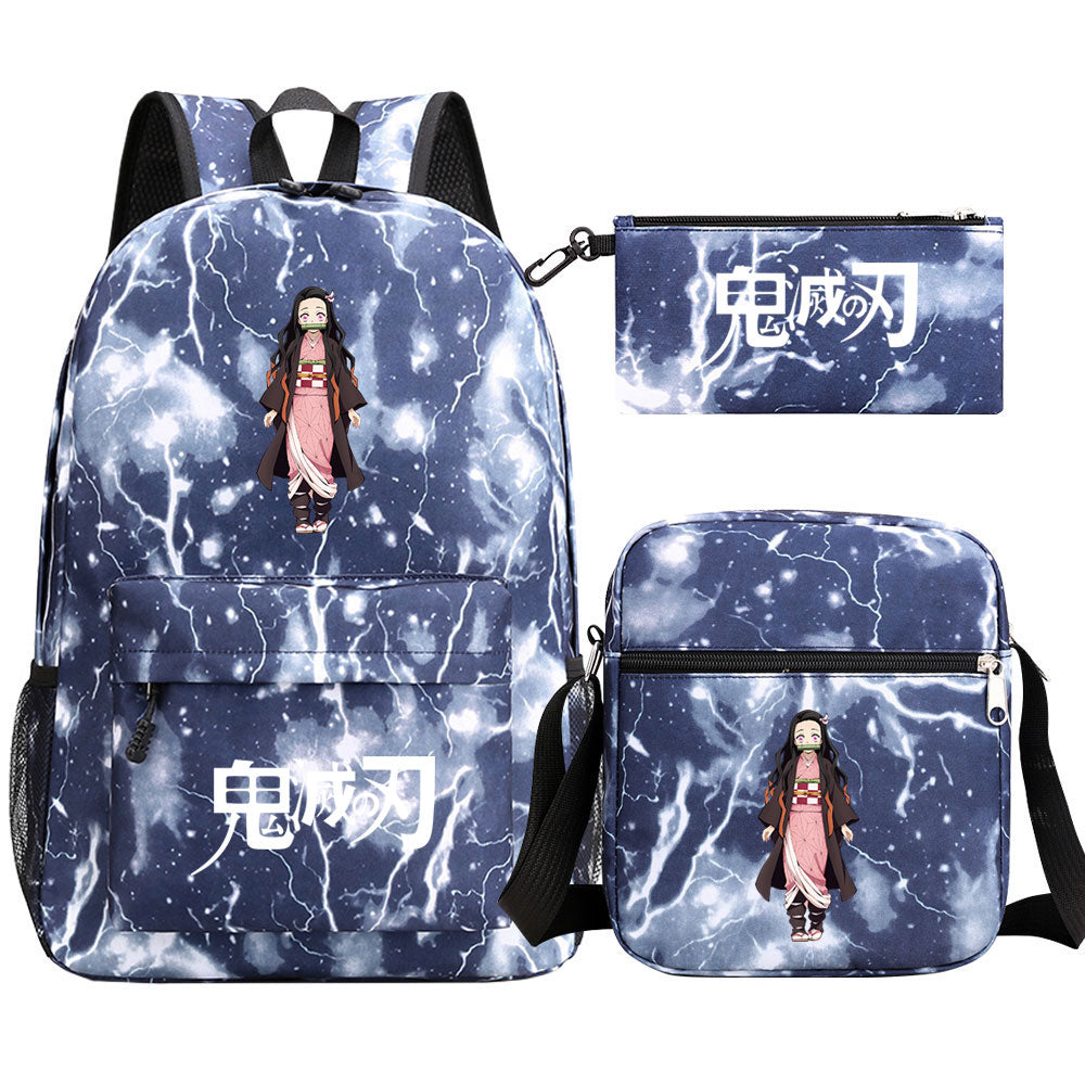 Demon Slayer Kamado Nezuko SchoolBag Backpack Shoulder Bag Book Pencil Bags 3pcs Set