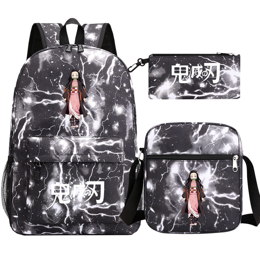 Demon Slayer Kamado Nezuko SchoolBag Backpack Shoulder Bag Book Pencil Bags 3pcs Set