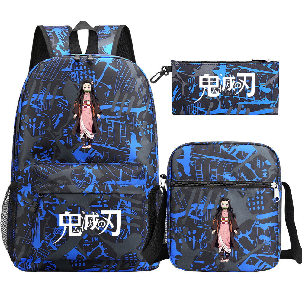 Demon Slayer Kamado Nezuko SchoolBag Backpack Shoulder Bag Book Pencil Bags 3pcs Set