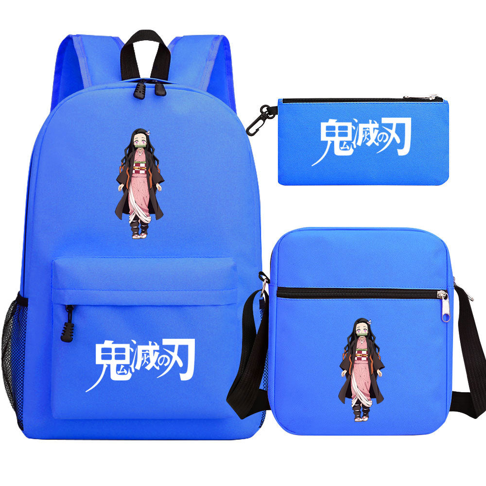 Demon Slayer Kamado Nezuko SchoolBag Backpack Shoulder Bag Book Pencil Bags 3pcs Set
