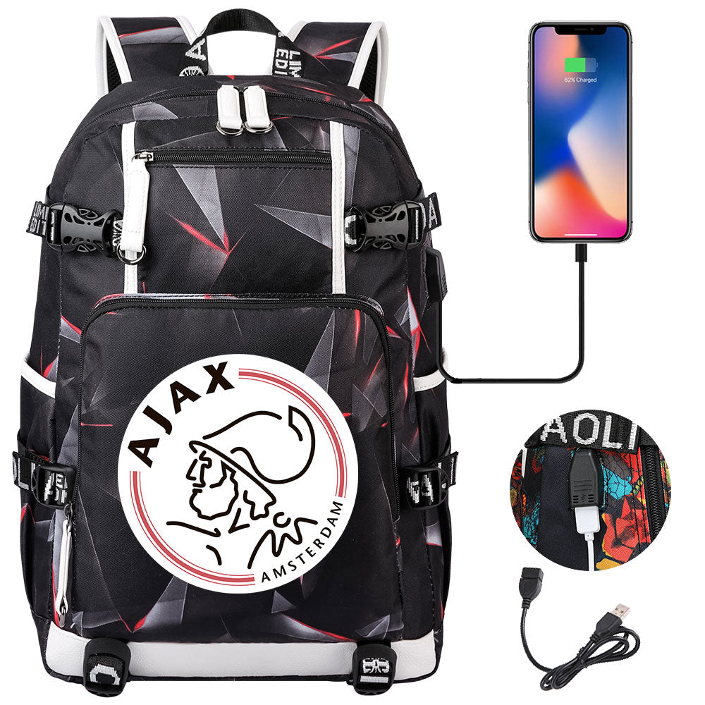 Amsterdamsche Football Club USB Charging Backpack School NoteBook Laptop Travel Bags