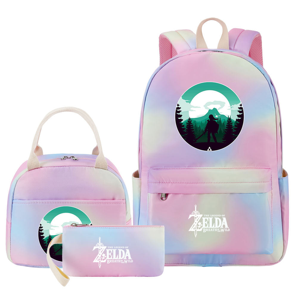 Zelda Pink Starry Sky SchoolBag Backpack Lunch Box Bag Book Pencil Bags 3pcs Set