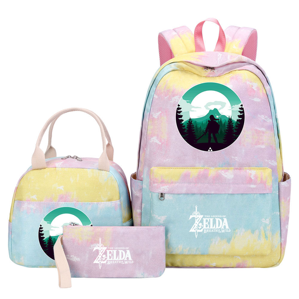 Zelda Pink Starry Sky SchoolBag Backpack Lunch Box Bag Book Pencil Bags 3pcs Set