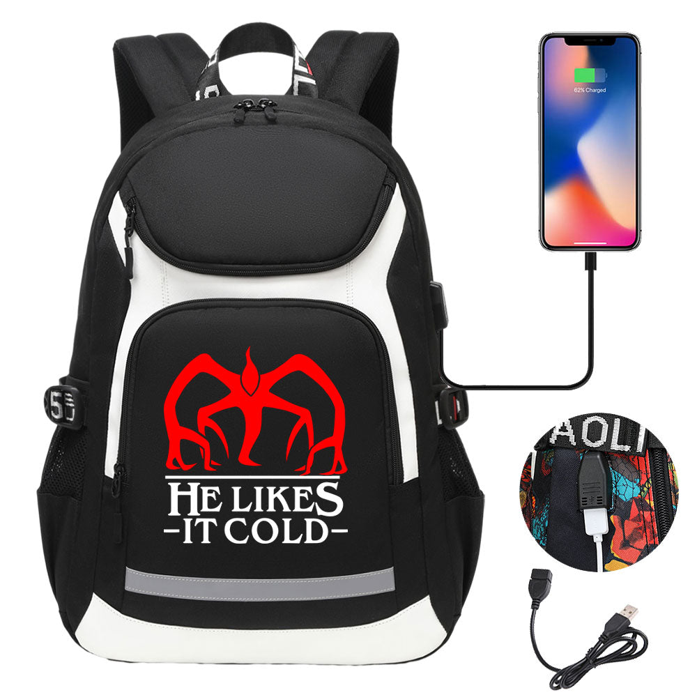 Strangers Things The Demogorgon USB Charging Backpack School NoteBook Laptop Travel Bags