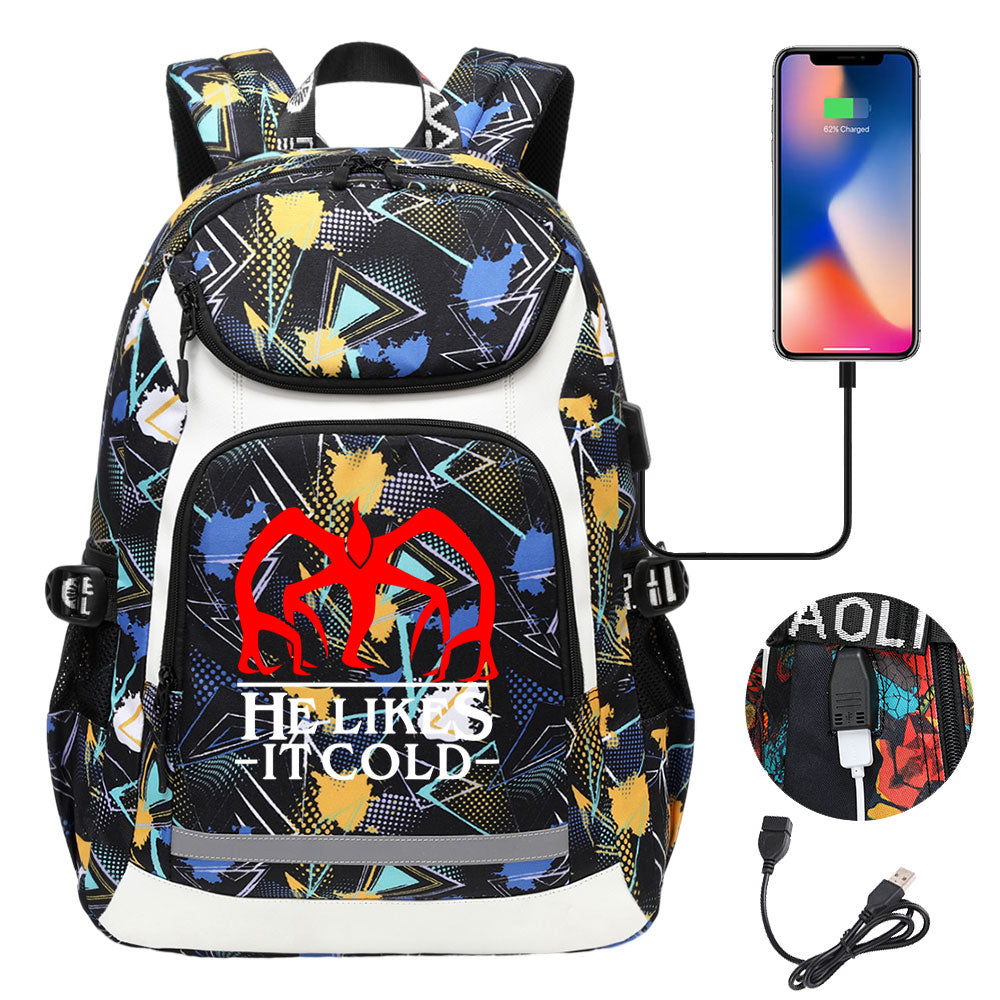 Strangers Things The Demogorgon USB Charging Backpack School NoteBook Laptop Travel Bags