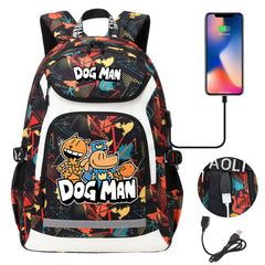 Dog Man USB Charging Backpack School NoteBook Laptop Travel Bags
