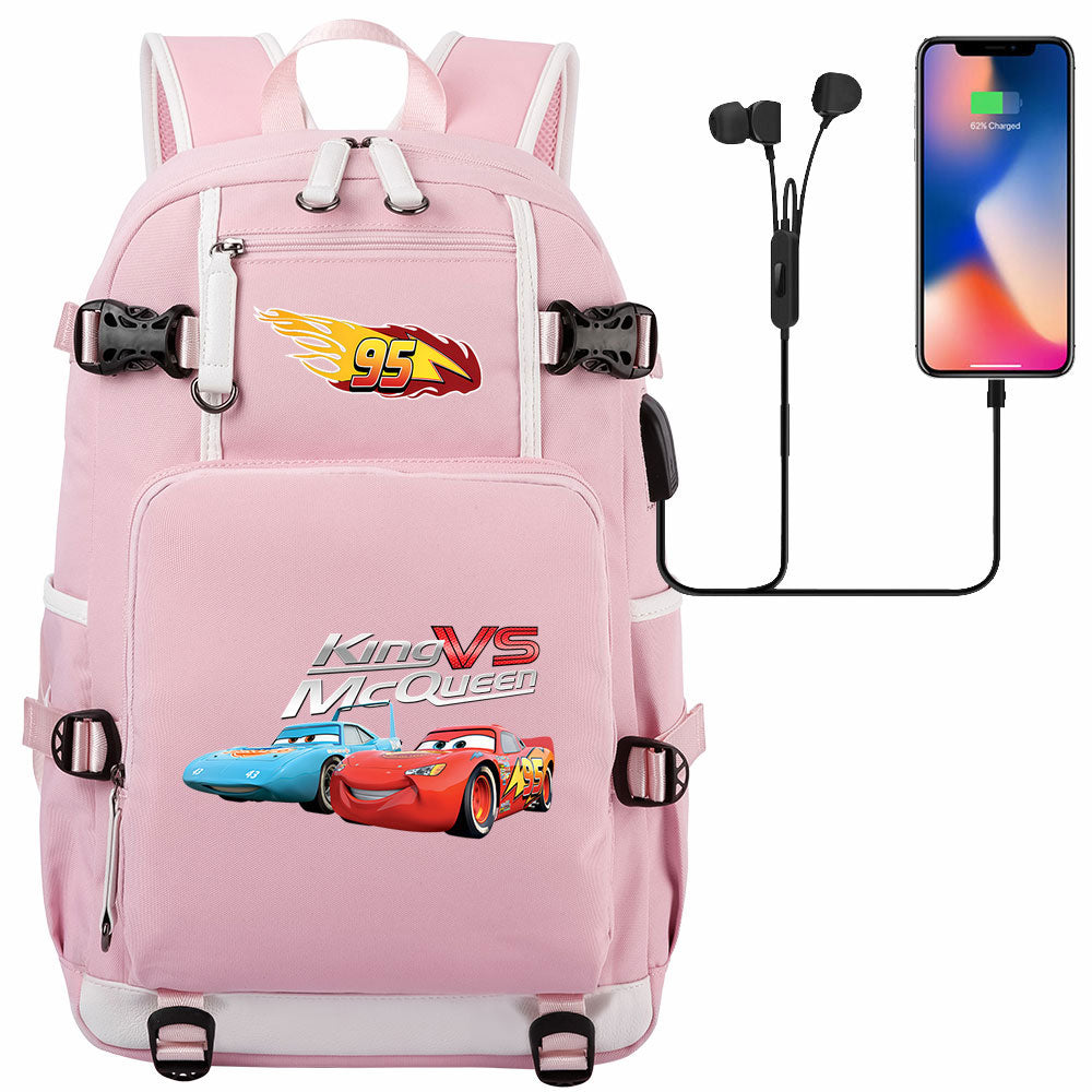 Cars Lightning USB Charging Backpack School NoteBook Laptop Travel Bags