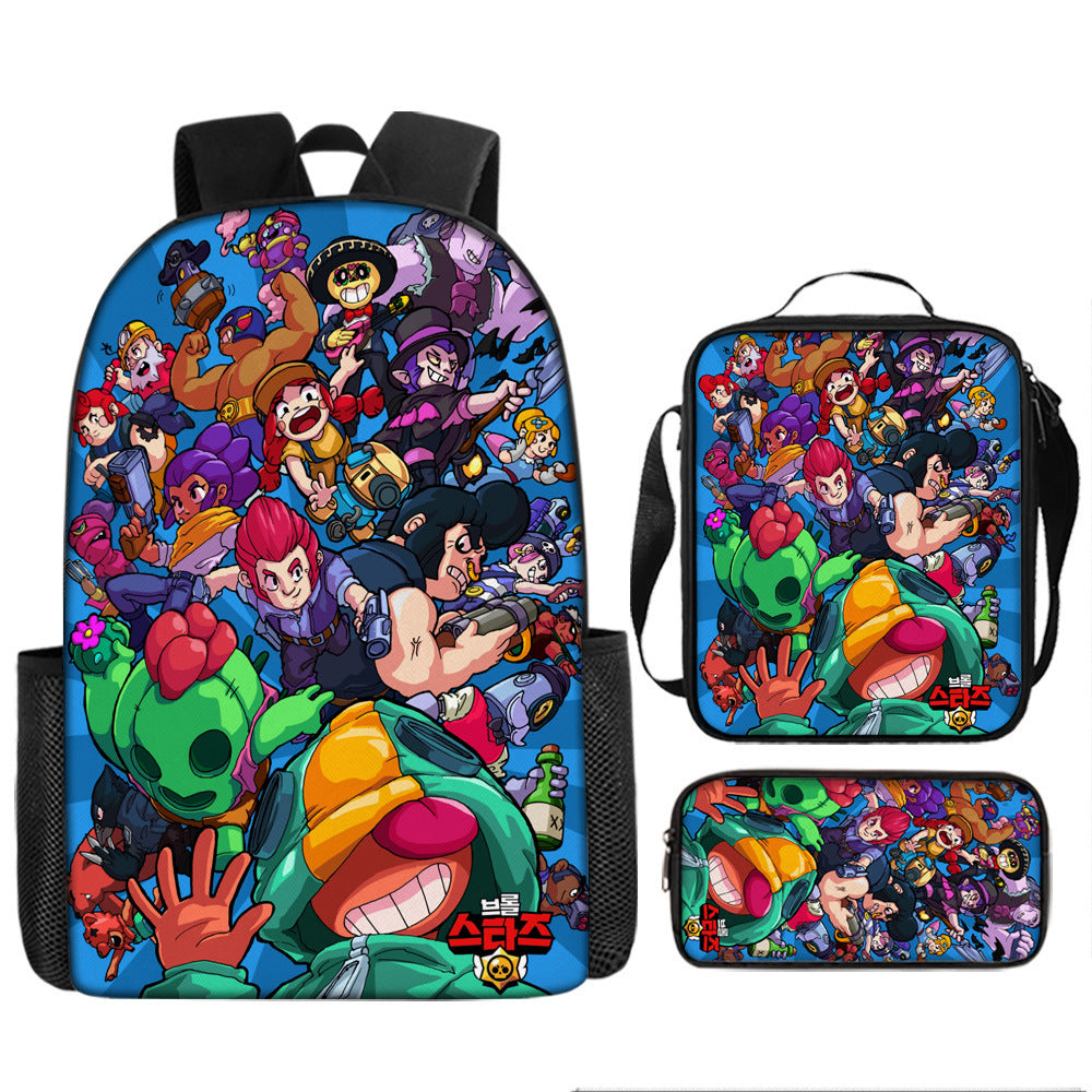 Brawl Stars Schoolbag Backpack Lunch Bag Pencil Case 3pcs Set Gift for Kids Students