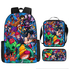 Brawl Stars Schoolbag Backpack Lunch Bag Pencil Case 3pcs Set Gift for Kids Students