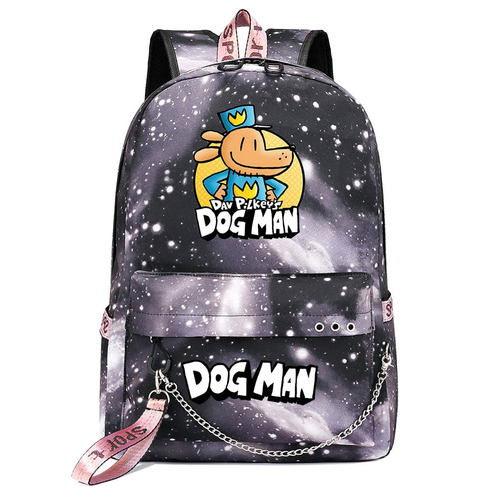 Dog Man USB Charging Backpack Shoolbag Notebook Bag Gifts for Kids Students