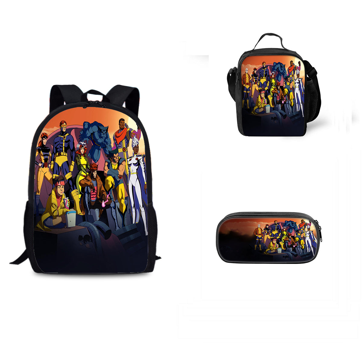 X-Men 97 Season 1 Schoolbag Backpack Lunch Bag Pencil Case 3pcs Set Gift for Kids Students