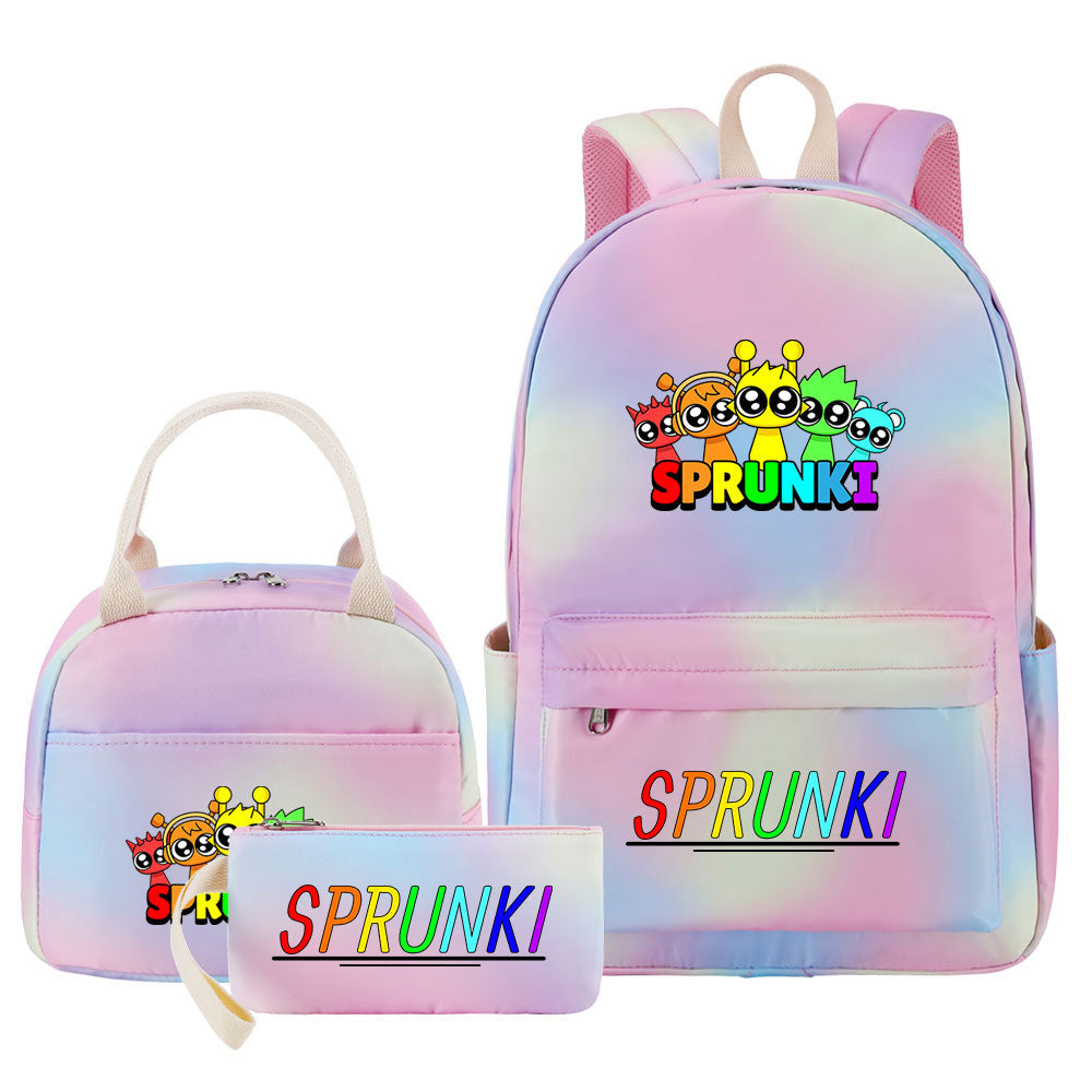 Sprunki Pink Starry Sky SchoolBag Backpack Lunch Box Bag Book Pencil Bags 3pcs Set