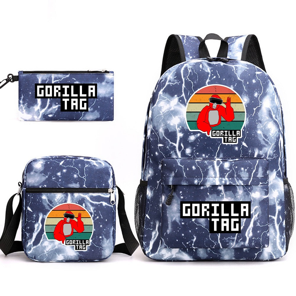 Gorilla Tag SchoolBag Backpack Shoulder Bag Book Pencil Bags 3pcs Set