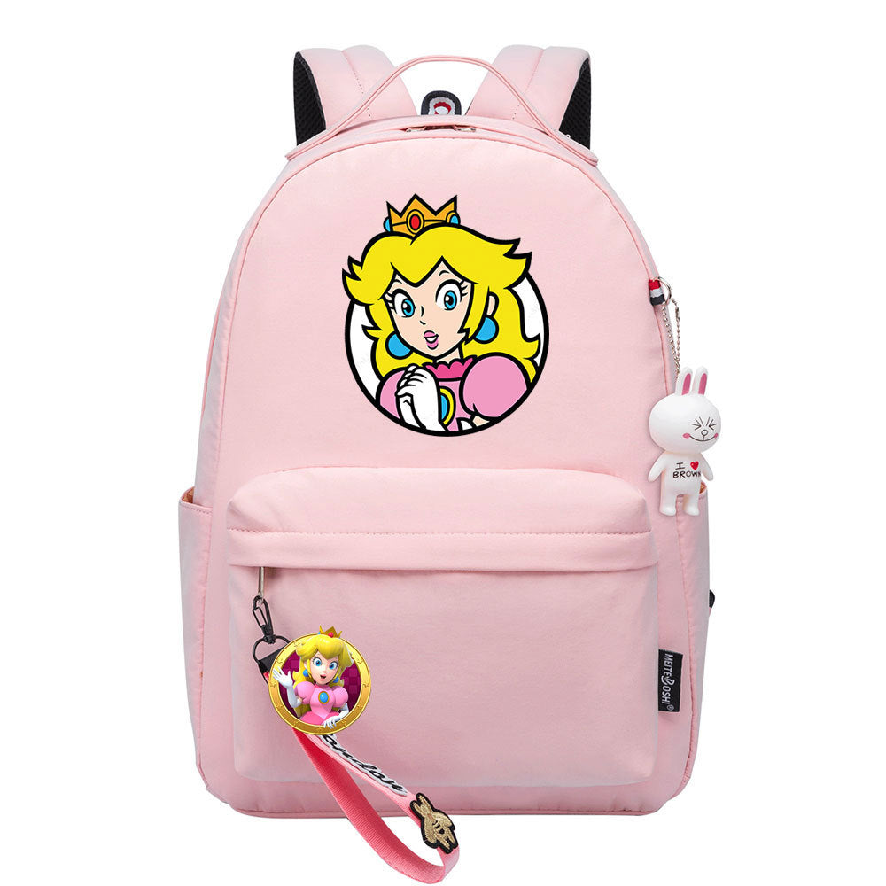 Mario Princess Peach Backpack Shoolbag Notebook Bag Gifts for Kids Students