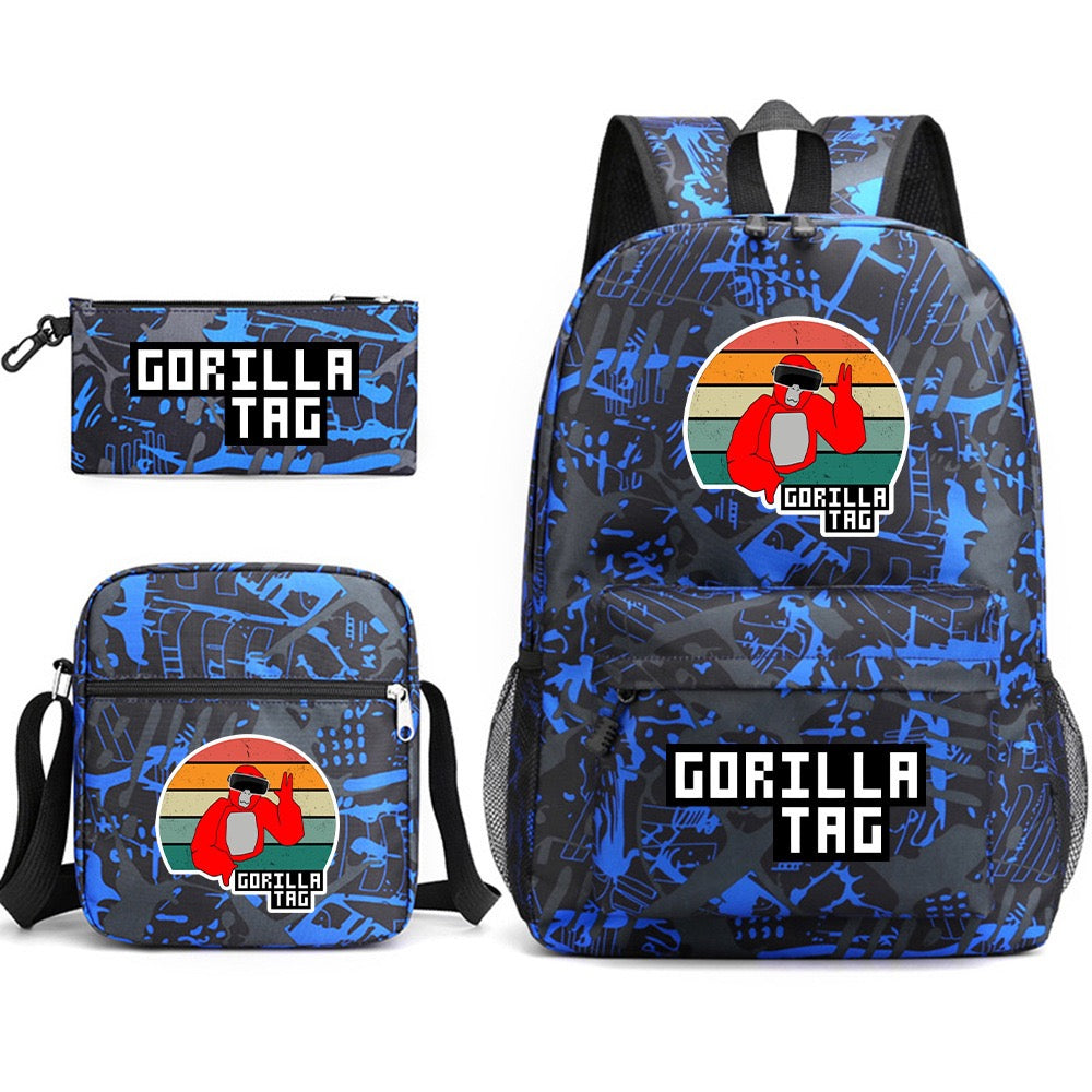 Gorilla Tag SchoolBag Backpack Shoulder Bag Book Pencil Bags 3pcs Set