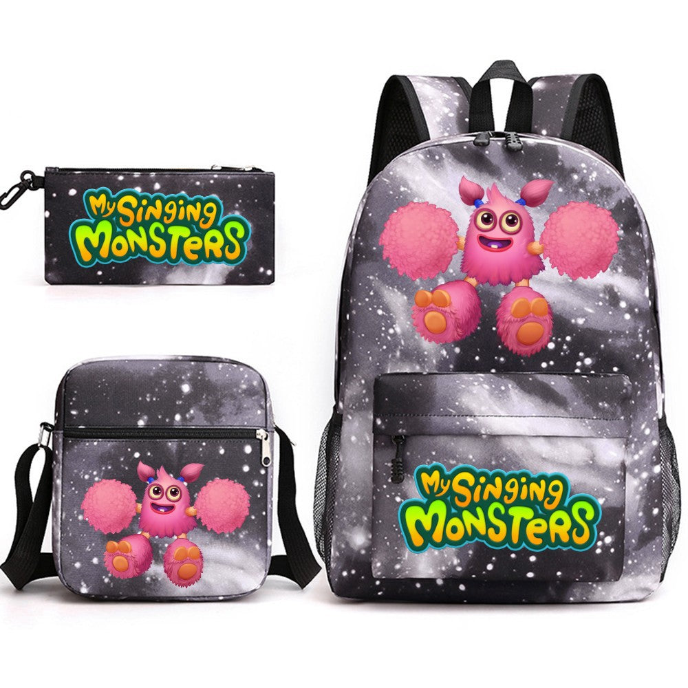 My Singing Monster SchoolBag Backpack Shoulder Bag Book Pencil Bags 3pcs Set