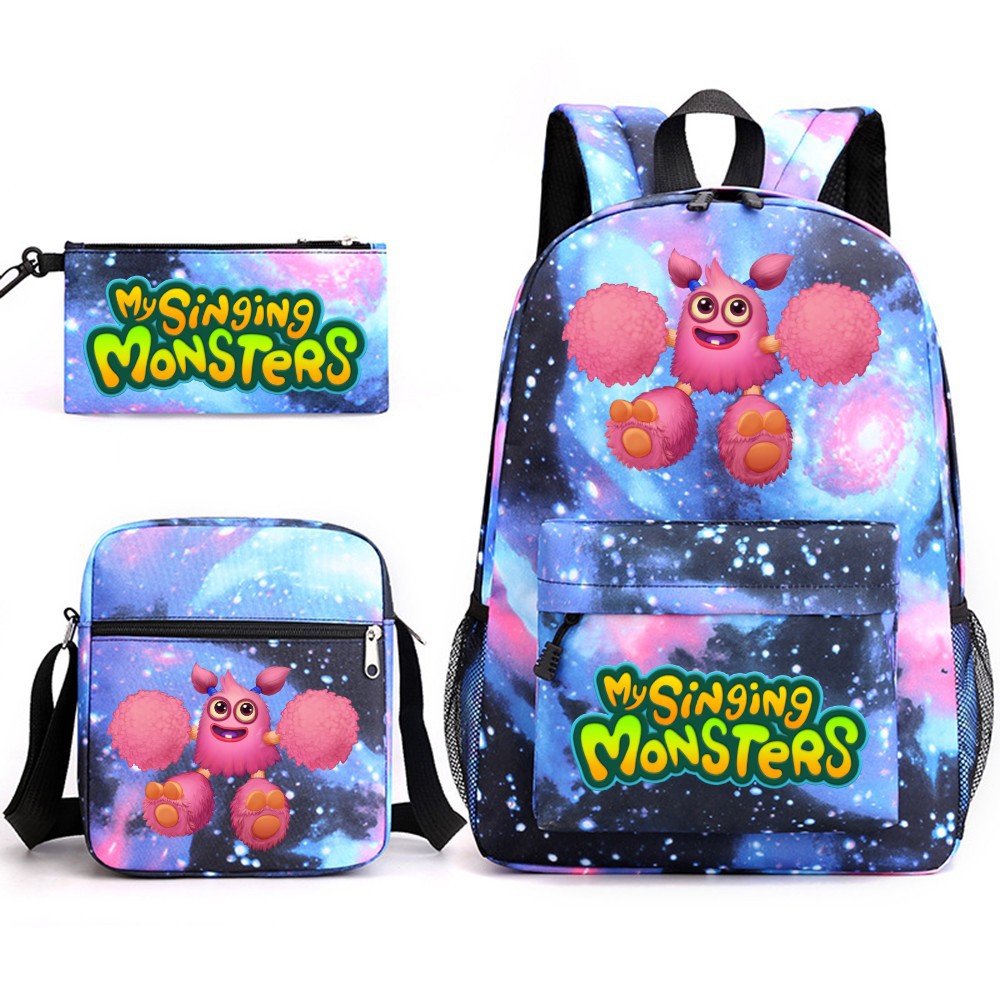 My Singing Monster SchoolBag Backpack Shoulder Bag Book Pencil Bags 3pcs Set