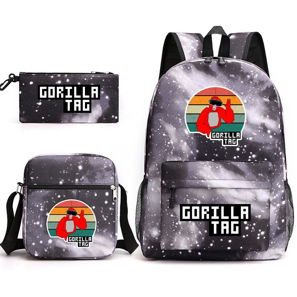Gorilla Tag SchoolBag Backpack Shoulder Bag Book Pencil Bags 3pcs Set