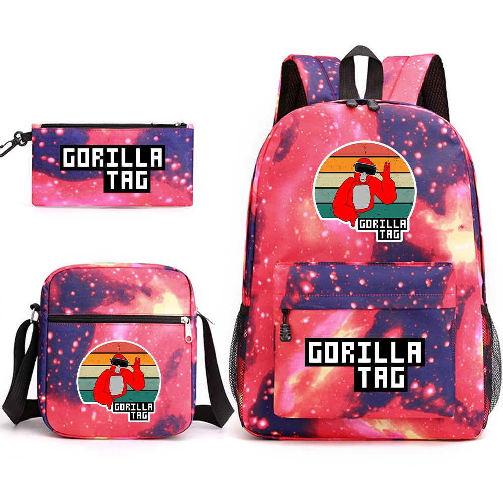 Gorilla Tag SchoolBag Backpack Shoulder Bag Book Pencil Bags 3pcs Set